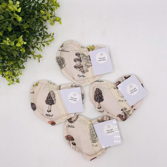 Set of 4 Fabric Pillow Gift Card Holders in Neutral Mushrooms 5x4 Inches - Picture 3 of 5